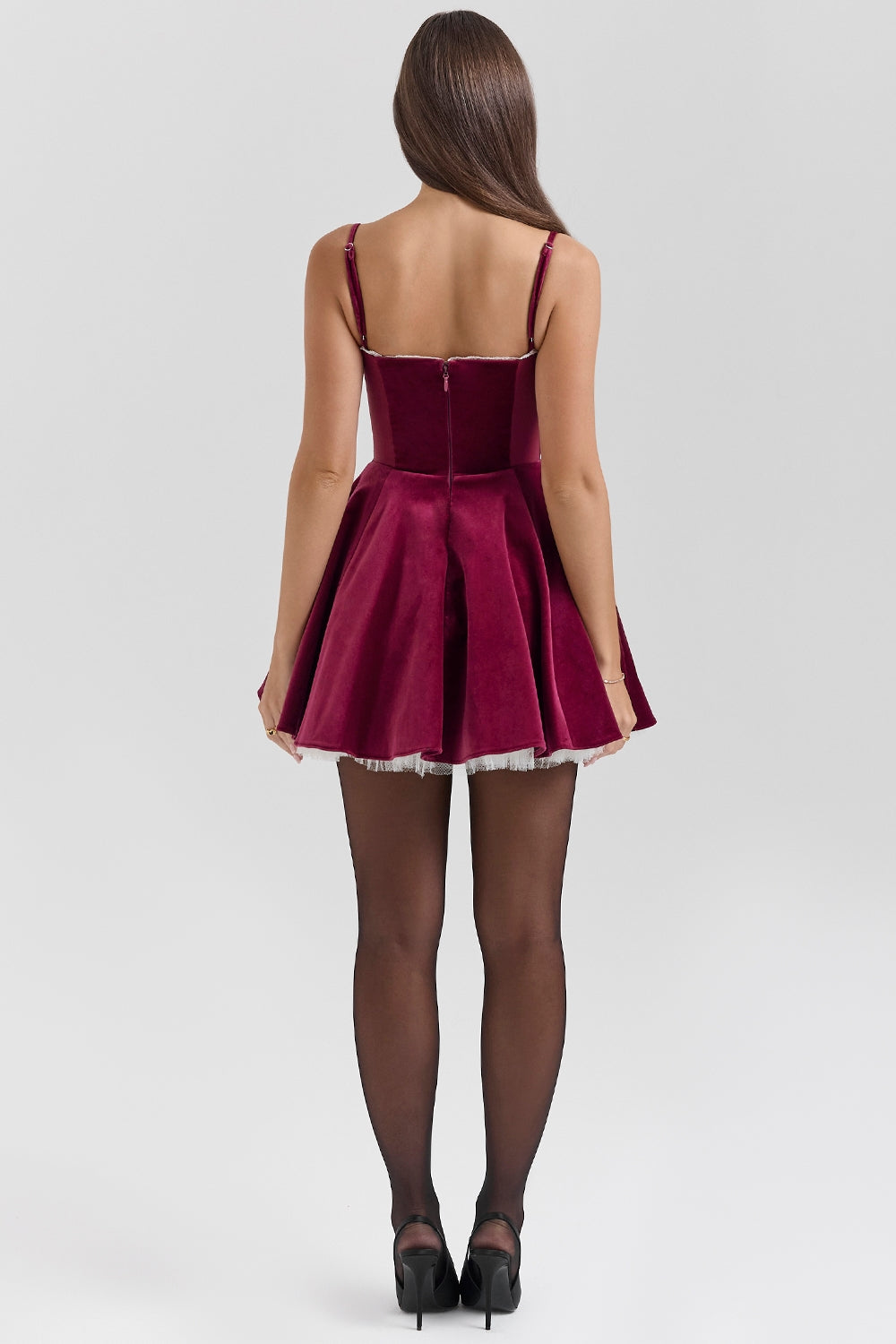 Océane Vêtements- Emy Burgundy Mini Velvet Dress