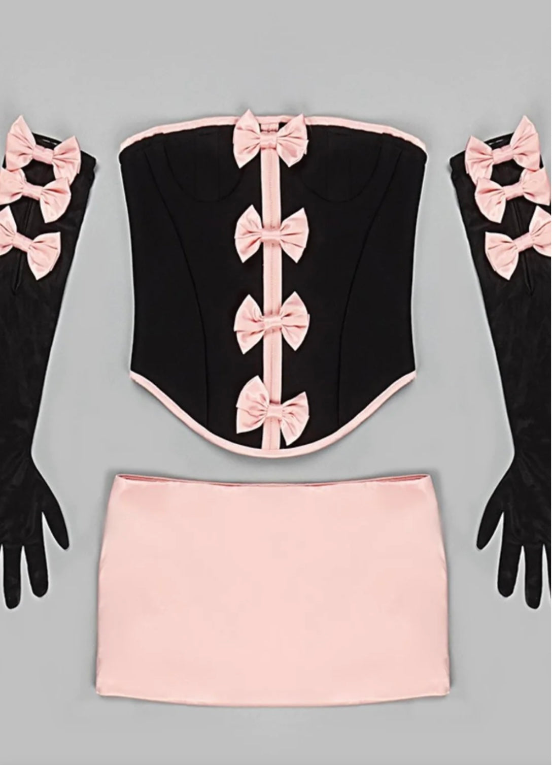 Océane Vêtements - Moulin Rouge Two Piece Bowknot Satin Strapless Corset