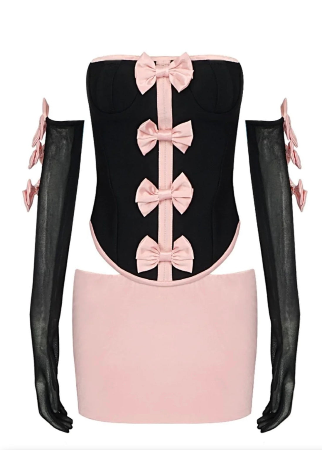 Océane Vêtements - Moulin Rouge Two Piece Bowknot Satin Strapless Corset