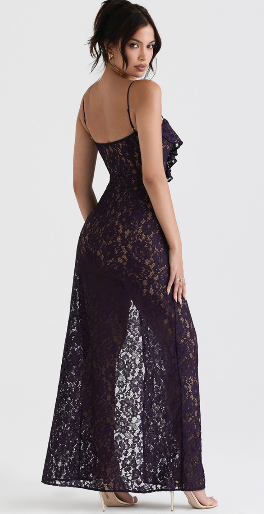 Océane Vêtements - Promenade Plantée Vestido High Split Sheer Lace Maxi Dress