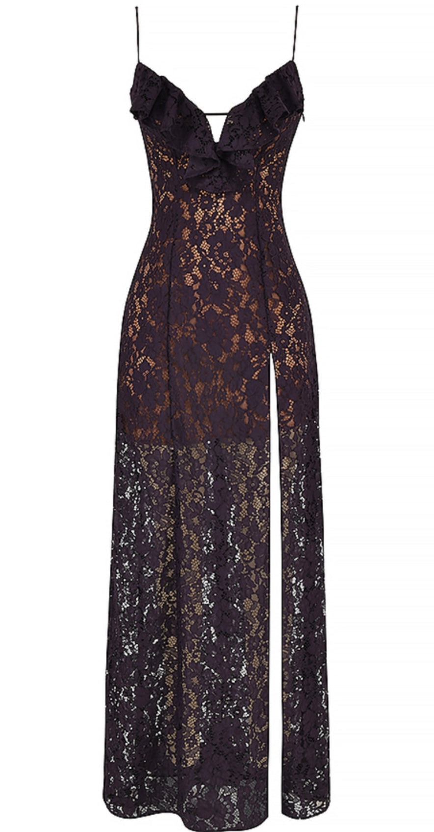 Océane Vêtements - Promenade Plantée Vestido High Split Sheer Lace Maxi Dress