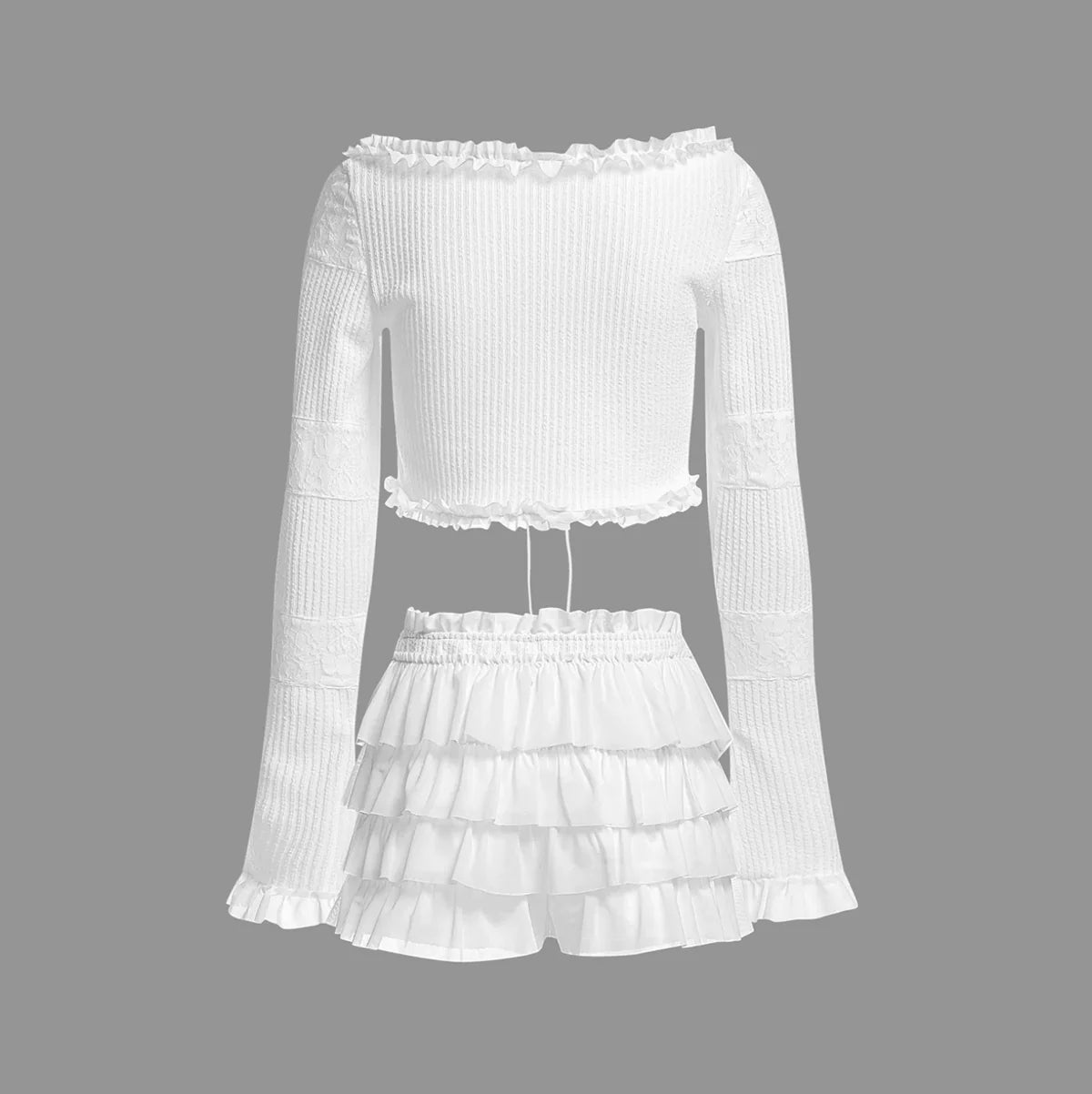 Océane Vêtements - Angel Energy Ruffles Top With Shorts Two - Piece Set