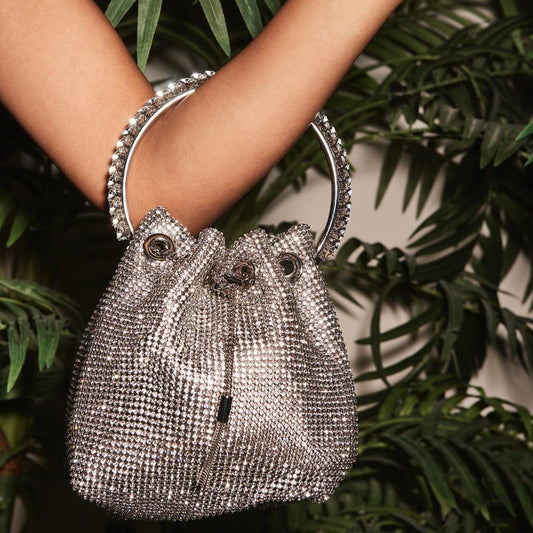 Océane Vêtements - Splendor Crystal Handle Tassel Diamond/Gold Bag