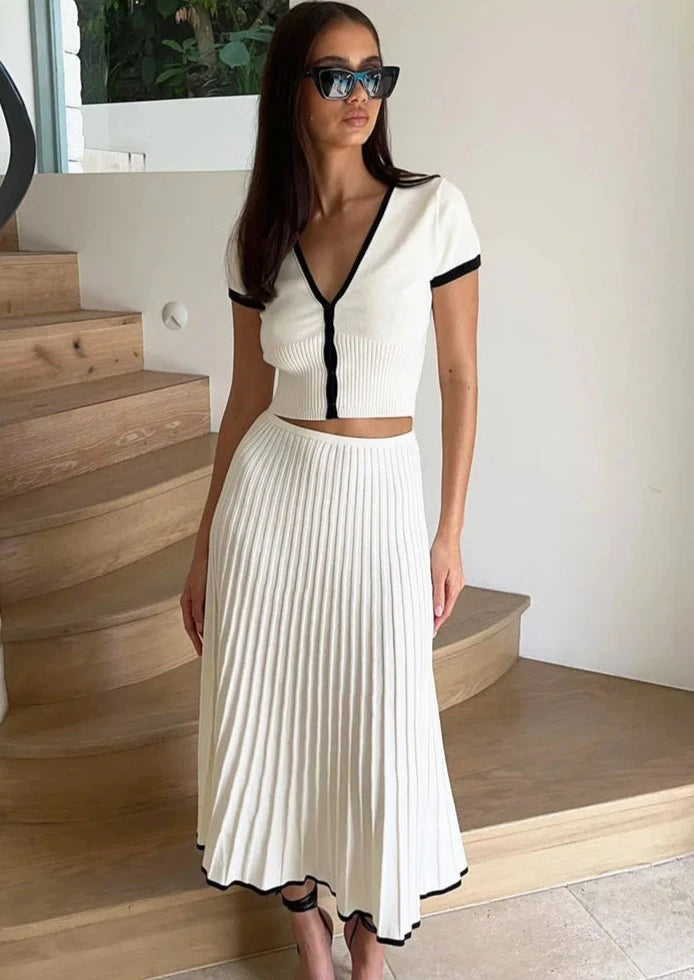 Océane Vêtements - Soleil Knitted Top and Midi Skirt Set