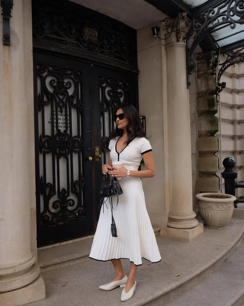 Océane Vêtements - Soleil Knitted Top and Midi Skirt Set