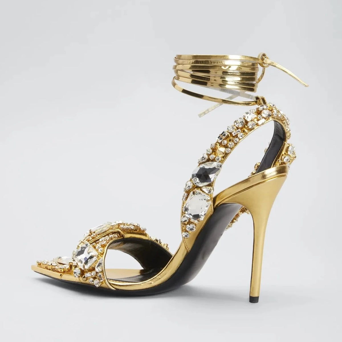 Océane Vêtements - Belle Ankle Strap Crystal Stilettos