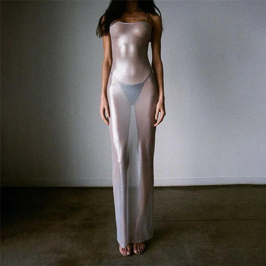 Océane Vêtements - Nothing To Hide Sheer Metallic Maxi Dress