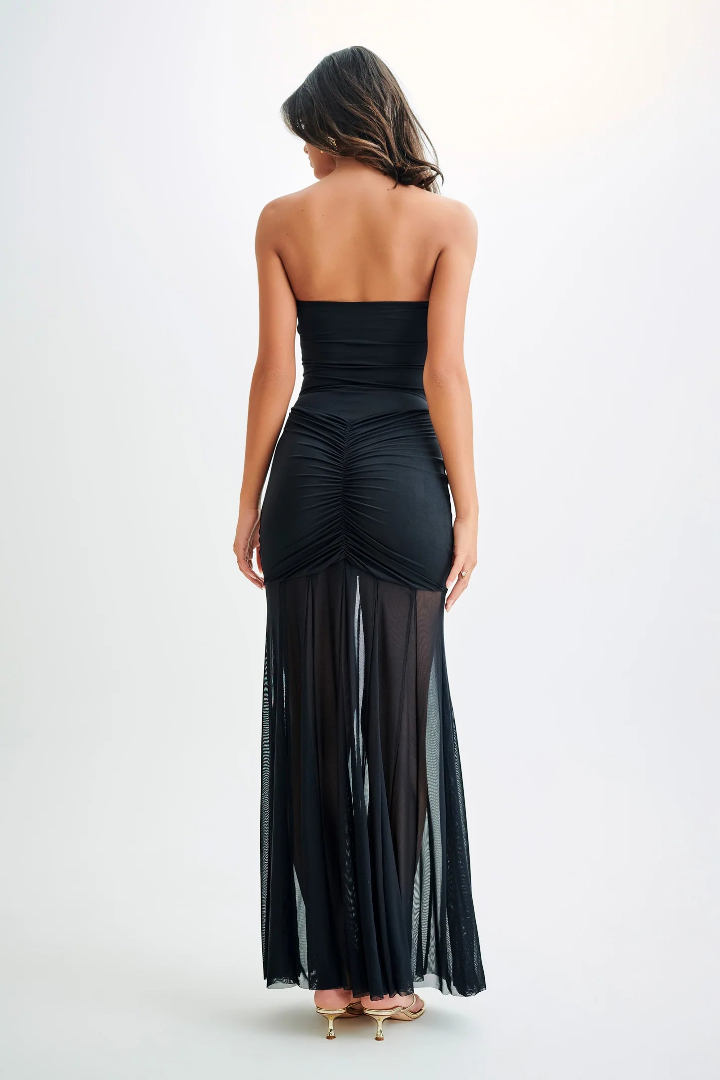 Océane Vêtements - Caspian Slinky And Mesh Off Shoulder Maxi Dress