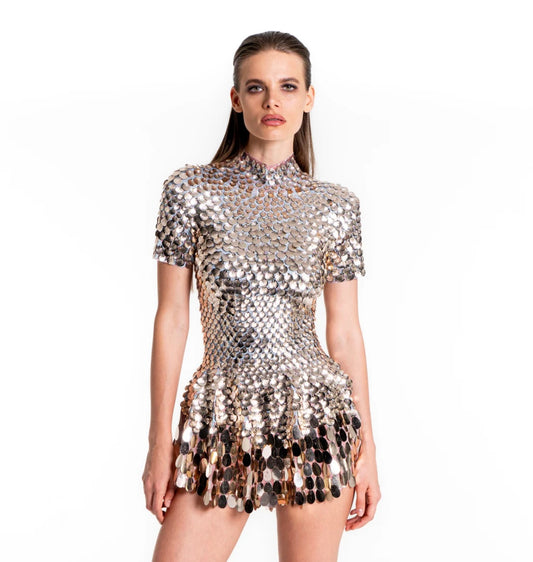 Océane Vêtements- Ciel De Minuit Sequin Body Suit Mini Dress (Multiple Colors)